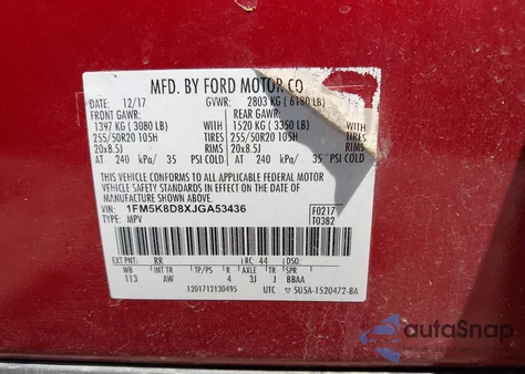 2018 Ford Explorer Xlt from USA, damaged, VIN 1FM5K8D8XJGA53436